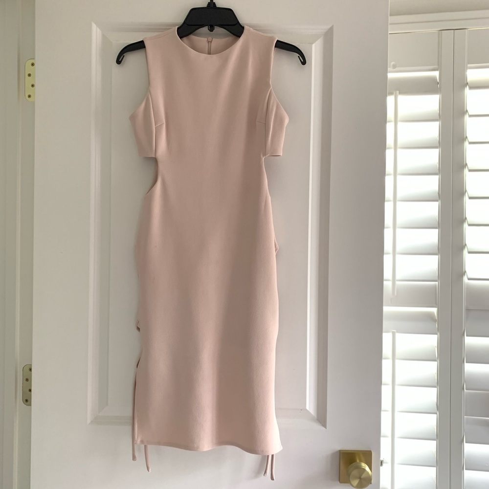 Beige/Nude Sleeveless Fitted Crepe Dress